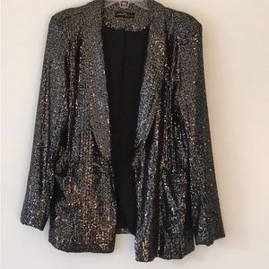 Black sequin blazer with pockets
